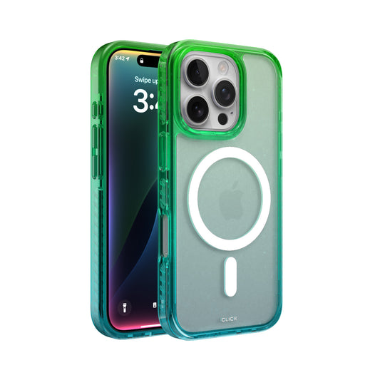 CLICK Clear Ombre MagSafe Case - Green & Blue