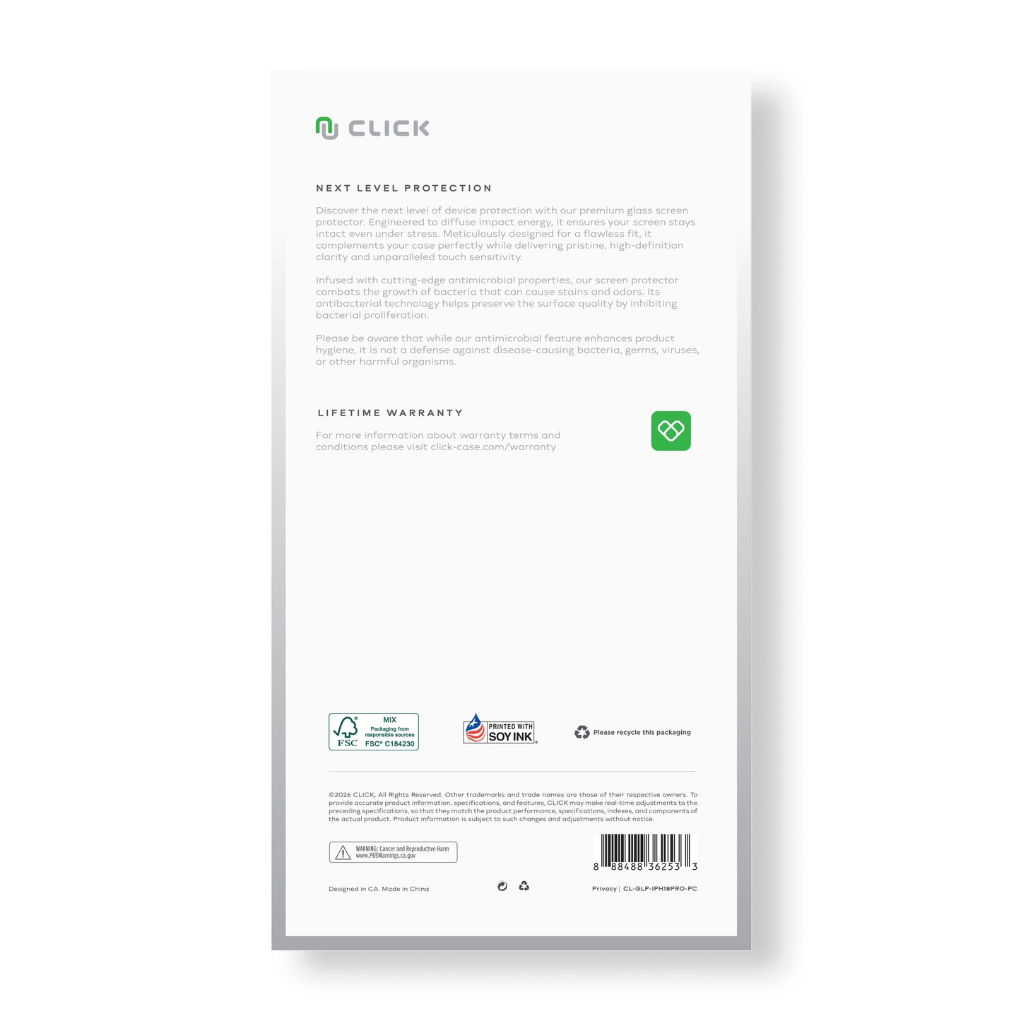 CLICK Privacy Shield Screen Protector for iPhone 18 Pro